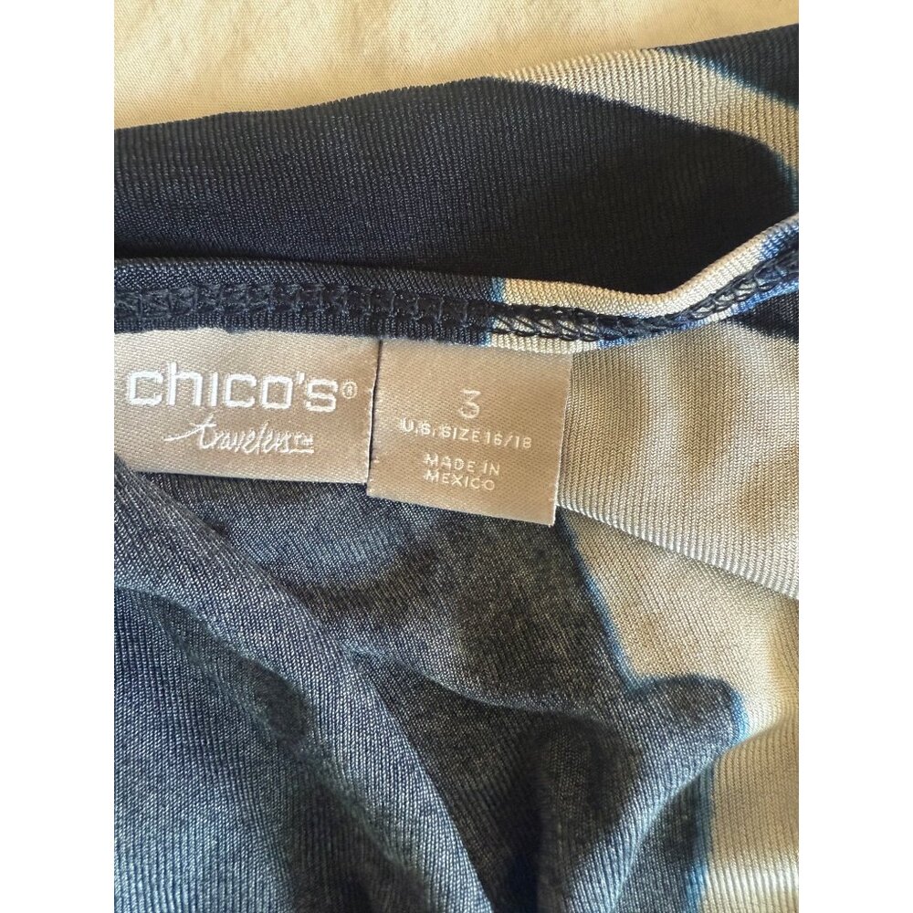 Chicos Travelers Slinky Knit Long Sleeve‎ Floral Top Size 3 XL Artsy Art To Wear - Picture 6 of 8